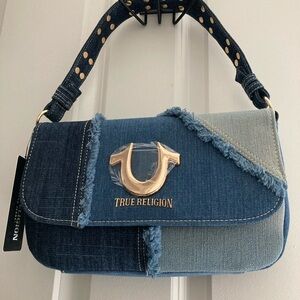 True Religion Patchwork Denim Shoulder Bag